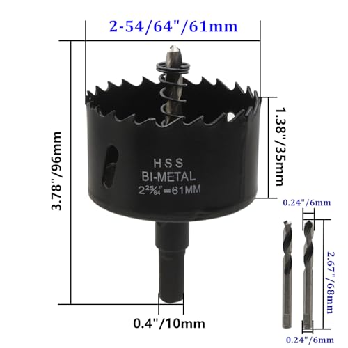 Image of 2-54 /64 inch /61mm Hole Saw Bi-Metal Hole Drilling Cutter Hole Cutter Drill Bit for Cutting Thin Metal Drywall Plastic
