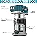 800W Cordless Compact Wood Router Tool for Makita 18V Battery, 6 Speeds Adjustable 30,000 RPM Electric Hand Woodworking Trimmer Palm Router with Edge & Roller Guide, Dust Hood（NO Battery）