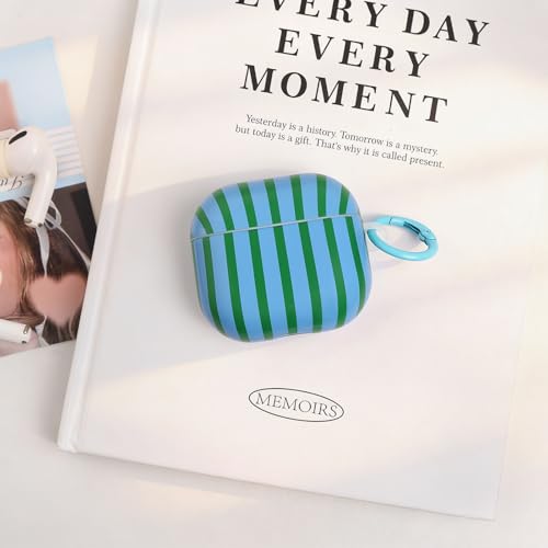 Fycyko Compatible for AirPods 2/1 Case Soft TPU with Cleaner Kit Cute Striped Aesthetic Design Shockproof Keychain Cover for Girls Woman-Green by Fycyko - Used condition - Image 2