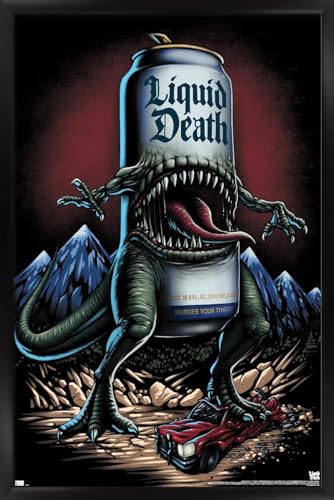 Trends International Liquid Death - Reapersaurus Rex Wall Poster, 22.4L x 14.7W, Black Framed Version
