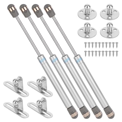 4 Stück 200N/20kg Gasdruckfeder Klappenbeschlag Gasdruckdämpfer, Silber Hydraulische Gasdruckfeder für Klappen Schranktür Stoßdämpfer Küchenschrank Soft Close Klappenfeder