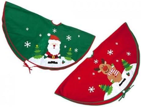 Christmas Xmas Tree Skirt Base Cover Santa/Reindeer Decoration Green/Red (Random colour shipped), Random Selection