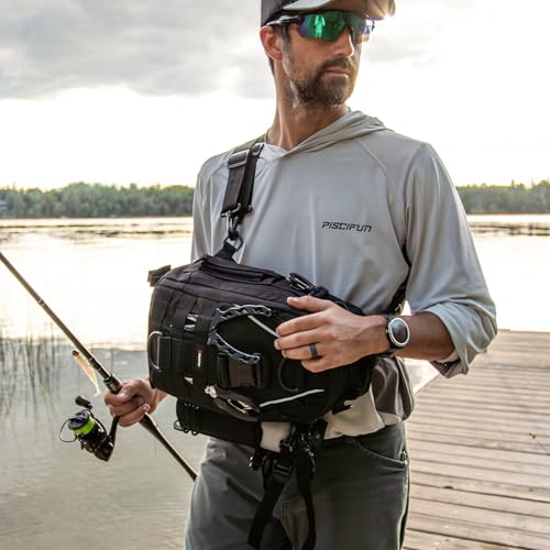 image for Piscifun Fishing Tackle Backpack with Rod & Gear Holder, Lightweight O