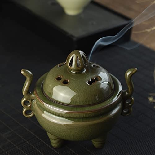 Bois de santal pagode encens cuivre couvercle four céramique céladon - 6