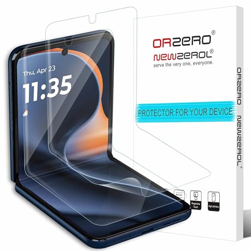 (2 Pack) Orzero TPU Screen Protector Compatible for Motorola Razr 2026/Razr+ Plus 2026/Razr Ultra 2026/Motorola Razr 2025/Razr+ Plus 2025/Razr Ultra 2025/Motorola Razr 2024/Razr+ 2024/Razr 2023/Razr+ 2023 Protector De Pantalla (Not Glass) Anti-Scratch HD Bubble-Free