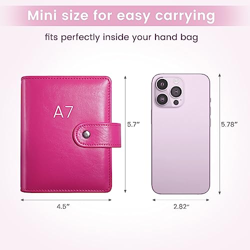 Zreal A7 Budget Binder With 12 Cash Envelopes, Money Organizer For Cash, Hot Pink Mini Binder Wallet For Cash Stuffing Binder, Money Saving Book, Cash Envelopes For Budgeting #TOP1