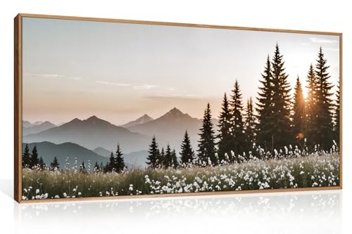 DRACIT Forest Sunlight Landscape Framed Canvas Wall Art Set,Nature Mountain