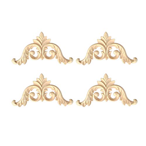 VOSAREA 1pezzi Decori Intagliati per Porte in Legno Massello Applicazioni Decorative in Legno Non Verniciato per Mobili Pareti e Decorazioni per Casa