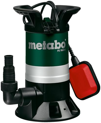 metabo Schmutzwasser-Tauchpumpe PS 7500 S - 450 W, 7500 l/h, 5 m Förderhöhe - Robustes Gehäuse, Überlastschutz - Ideal für Keller, Tanks und Gartenbewässerung - Inkl. Zubehör