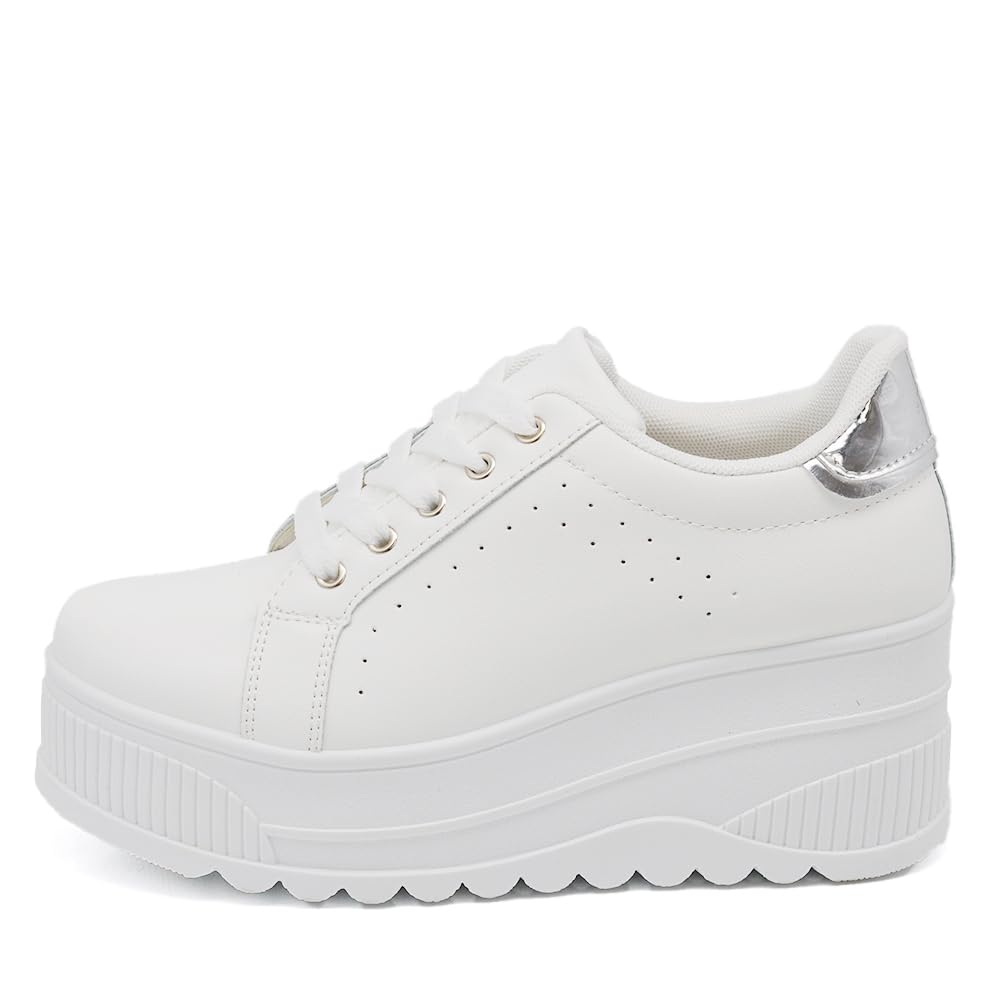 IF900-1 - Zapatillas deportivas para mujer, estilo casual, plataforma alta, color blanco