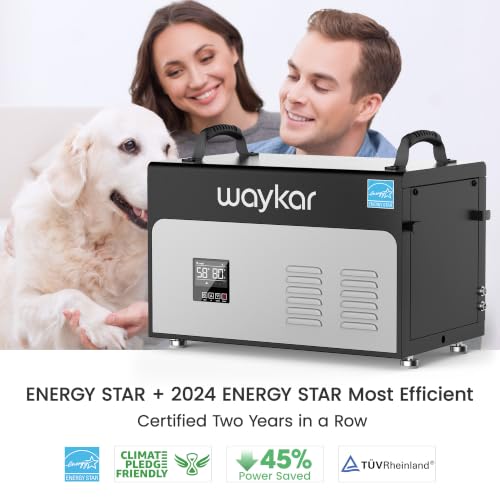 Image of Waykar 130 Pints Energy Star Commercial Dehumidifier with Pump and Drain Hose for Crawl Spaces, Basements, Ducted Industrial Use, and Water Damage Unit - 5-Year Quality Coverage