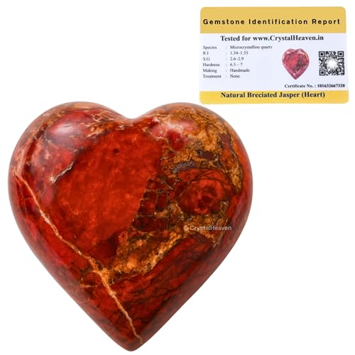 Image of Certified Brecciated Jasper Crystal Heart Palm Pebbles Stones for Anxiety Stress Relief Massage - AAA Grade Original Healing Gemstone Agate Heart Palm Stone for Yoga Meditation Spiritual