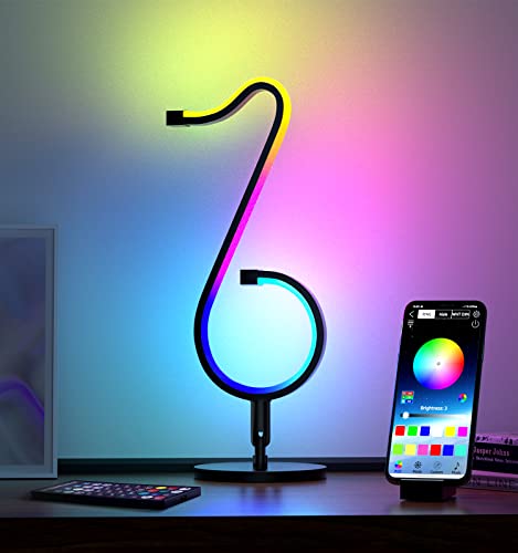 JVMU Table-Wall LED-Lamp Bluetooth-Dimmable Desk-Decoration -RGBIC Smart 210 Mode APP + Remote Control, Warm White Nightstand Light; Media Streaming Colorful Cool Lights Decor, Gift Present, Tiktok