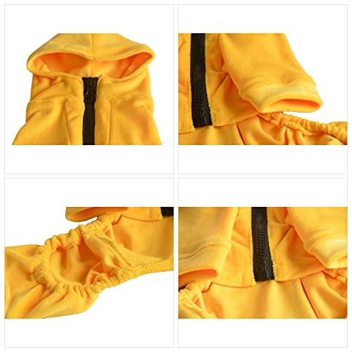 Dog Pajamas Pet Jumpsuits Pjs For All Seasons, Velvet Dog Hoodies 4 Legs Four Feet Dog Onesies Stylish Pjs Puppy Costume Cotton Liner Warm Pet Clothes For Small Medium Large Dogs Yellow Xl #TOP4