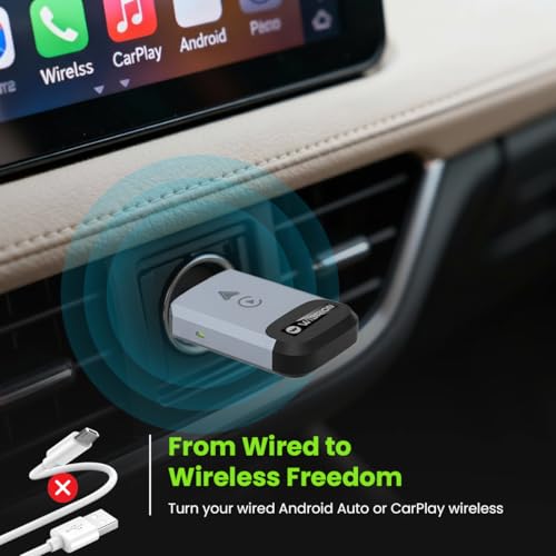 Image of Wireless 2-in-1 CarPlay & Android Auto Adapter 2026 Upgrated, Convert Wired to Wireless Compact Slim Design, Fast & Stable, Bluetooth 5.4 & WiFi 6, Plug & Play, USB C & A, OTA Upgrade