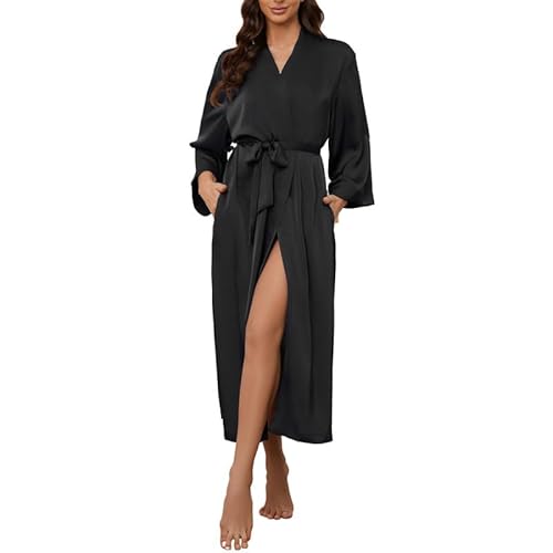HEARTNICE Women's Silk Full-length Robe, Luxurious Satin Robes for Women ...