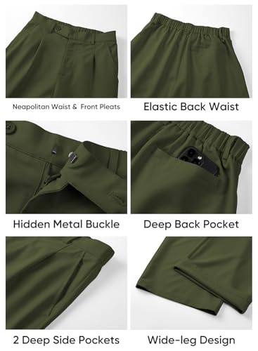 Image of JMIERR Mens Baggy Casual Dress Pants Lightweight Pleated Old Money Wide Leg Pants Loose Relaxed Fit Trousers