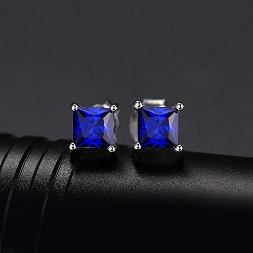 Jewelrypalace Square 0.8Ct Created Sapphire Stud Earrings For Women, Blue Solitaire Gemstone 925 Sterling Silver 14K White Gold Plated Earrings For Girls, Anniversary Earrings For Her #TOP1