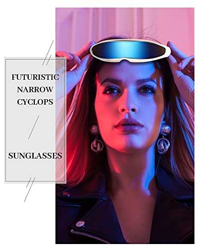 Image of 4 Pairs Futuristic Narrow Cyclops Sunglasses Robot Space Costume Color Mirrored Lens