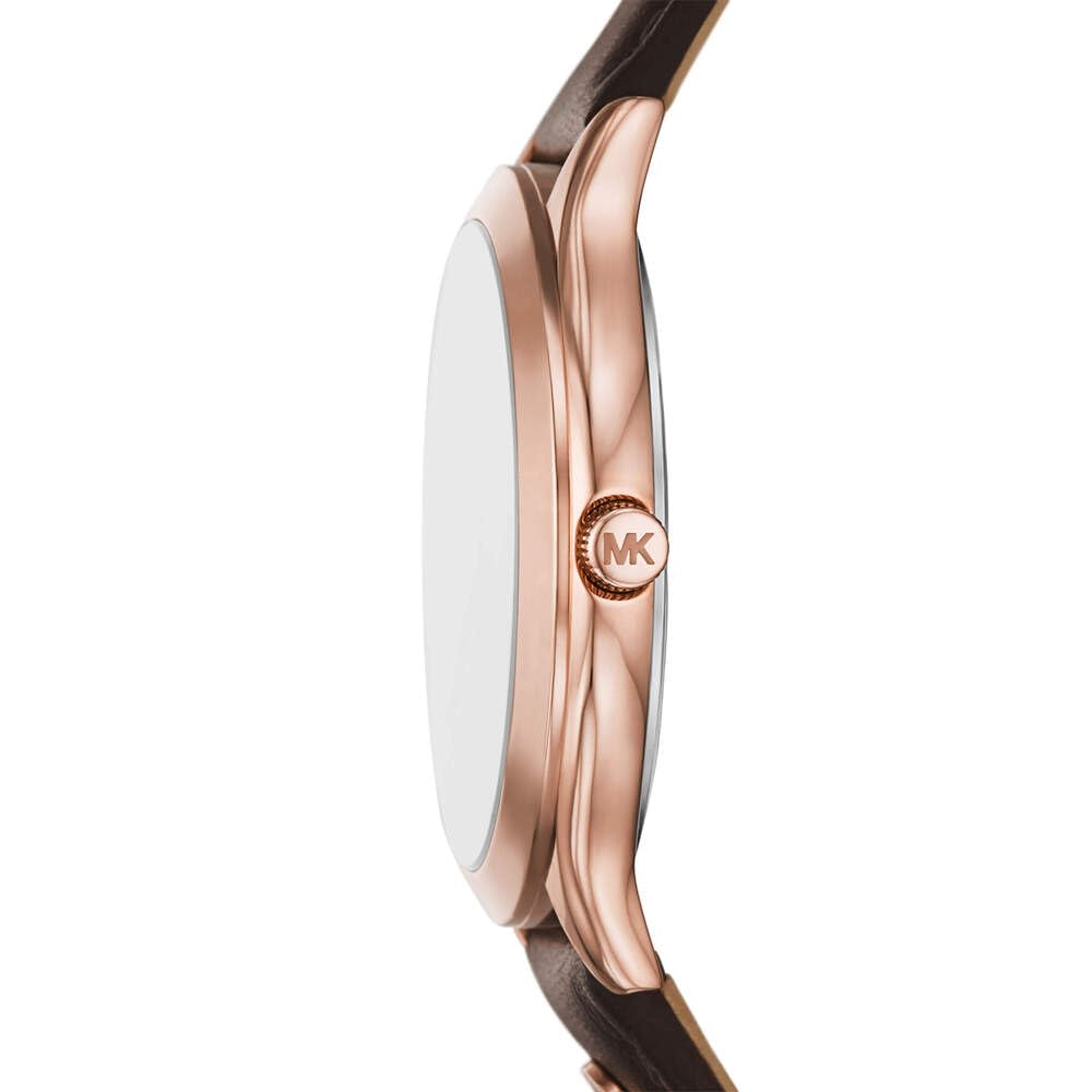 Michael Kors damski zegarek Slim Runway, 38 mm, kwarcowy mechanizm z trzema wskazówkami i skórzanym paskiem