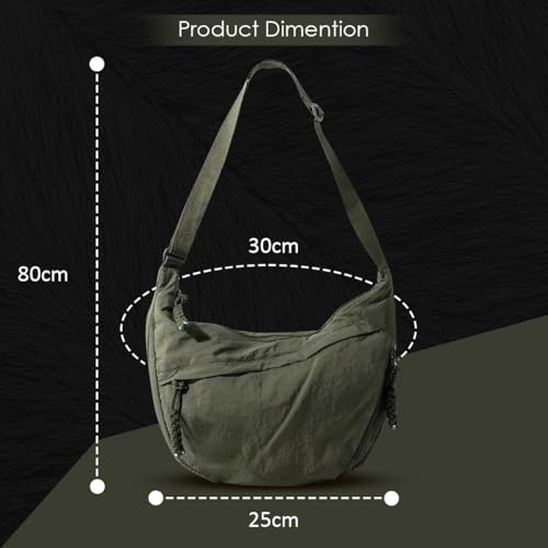 Image of Stvin Crossbody Travel Sling Bags for Women and Men, Crescent Shoulder Purse Bag with Zipper & Adjustable Strap, Half - Moon Shaped Waist Bag, Unisex Chest Bag - Nylon Fabric
