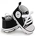 xioqen Unisex Baby Boys Girls Shoes, Newborn Infant Non-Slip Canvas Denim High Top Sneakers, Toddler First Walkers Shoes(01/Black, 0-6 Months