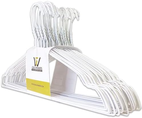 Goal Winners 50 Metal White Wire Coat Hangers 13 Gauge Remat Trousers Bar Garment Clothes Hangers With Notches