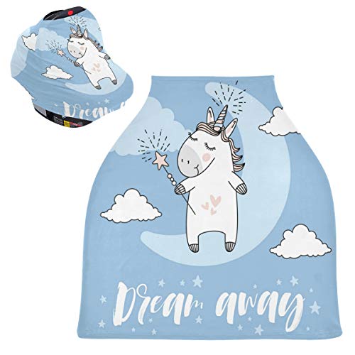 かわいいユニコーンムーンベビーカーシートカバーキャノピー伸縮性看護カバー幼児用母乳の男の子の女の子のための通気性防風冬のスカーフ
