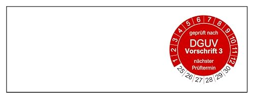 50 Kabelprüfplaketten DGUV V3 - rot - 25 x 70 mm - 2025-2030 - nachhaltig (50 Stück, rot)
