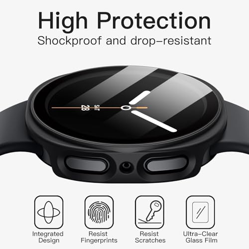 Image of JETech Cover Case with Screen Protector for Samsung Galaxy Watch 8 40mm, Overall Protective Cover, Built-in Tempered Glass Film High Sensitivity, 2 Pack (Black)