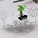 Menolana Dollhouse Garden Table Chair Set Dollhouse Furniture Rustic Metal 1/12 Scale Fairy Garden Ornaments for Diorama Decoration