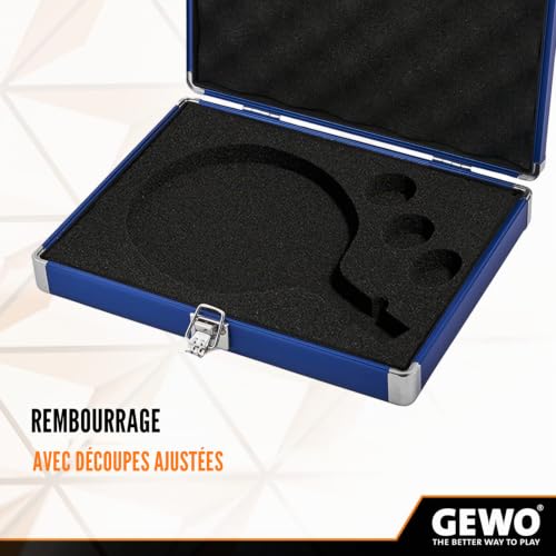 GEWO Mallette de Tennis de Table en Aluminium avec Mousse pour Le Transport et Le Rangement en Toute sécurité des Raquettes de Tennis de Table et balles - Bleu – vue 3