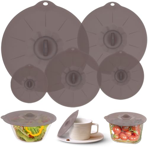 Silicone Lids for Pots and Pans - Silicone Lids for Food and Bowl Covers for Food Safe BPA Free Silicone Bowl Covers Microwave Cover(Gray)
