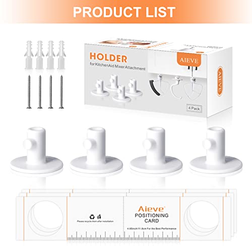 Aieve Stand Mixer Attachment Holders, 4 Pack Storage Organizer Compatible With Kitchenaid Mixer Attachments Kitchenaid Mixer Accessories For Storing Flex Edge Beater, Flat Beater, Dough Hooks #TOP6