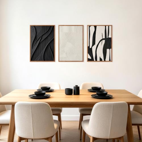 Image of CHDITB 3D Small Black White Geometric Wall Art, Impasto Relief Wall Decor