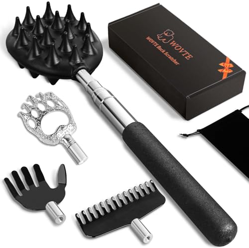 WOVTE Extendable Back Scratcher for Men Women with 4PCS Detachabl...