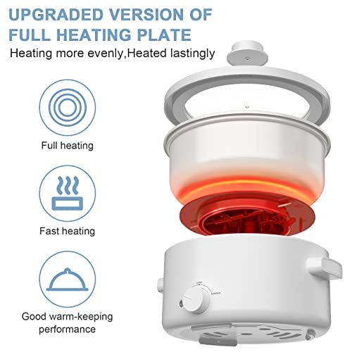 Olayks Electric Pots For Cooking, 2L Small Portble Cooker,Hot Pot Electric Rapid Ramen Cooker For Noodles, Soup, Steak, Stir Fry, Steak, Eggs For Family Dorm And Office With Dual Power Control, Over Heating And Boil Dry Protection, White(2L) #TOP2