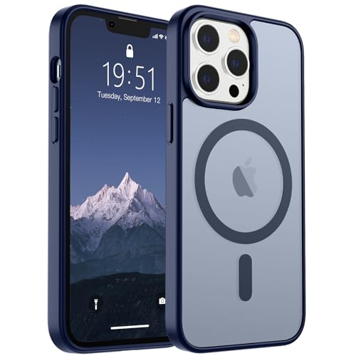 Image of SUPFINE Magnetic for iPhone 12 Pro Max Case (Compatible with MagSafe) (Military Grade Drop Protection) Translucent Matte Shockproof with Anti-Fingerprint Phone Case,Navy Blue