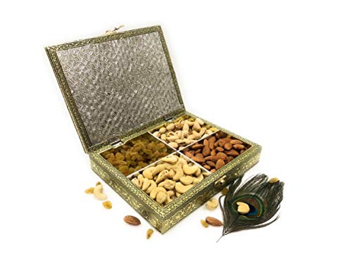 Image of RIOMAX Decorative Empty Dry Fruit Box (4 Section Box) (Golden Peacock)