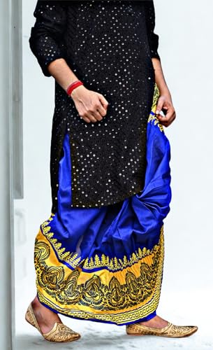 Image of Men's Ready to Wear Pant System Printed MAYUR PUCHHA Dhoti for Marriage, Pooja, Festival etc.(GC010)