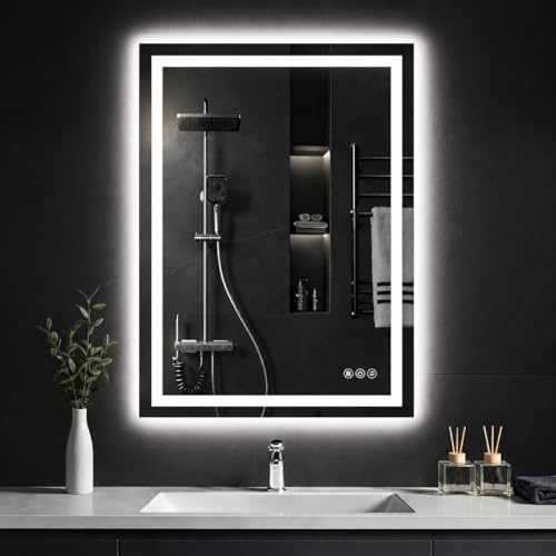 Image of 36 inchx 36 inch LED Bathroom Mirror with Lights, Anti-Fog, Stepless Dimmable, Backlit & Front Lit, 3 Colors, Memory Function, Mirror with Lights, Shatterproof Led Mirror for Bathroom