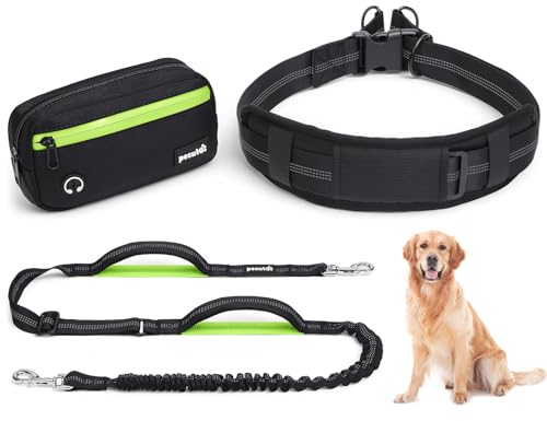 Guinzaglio Mani Libere per Cani in Custodia Staccabile Impermeabile, Cintura Corsa Cane Per Taglie Medieval Grand 15-55kg, Doppi Manici, Supporto Lombare, Anti-tiro, per Jogging, Allenamento