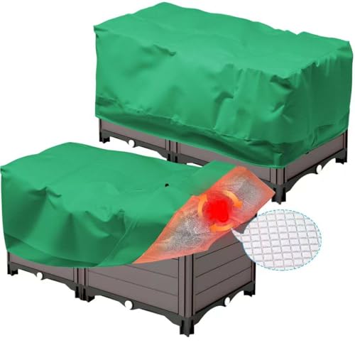 Nvcefza 2 Pack 59" x 35" x 17" Upgraded Insulation Raised Garden Bed Cover with Thermal Aluminum Film Liner, Rectangular Plant Covers Freeze Protection Outdoor Winter Plants Frost Cover...