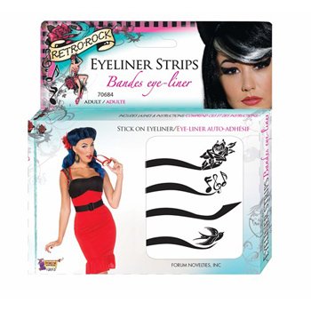 Forum Novelties Women's Retro Rock Eyeliner Kit, Black, Standard