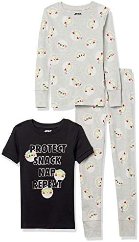 Amazon Essentials Disney | Marvel | Star Wars Toddler Boys' Pajama Set (Previously Spotted Zebra), Black/Grey, Star Wars Child, 5T