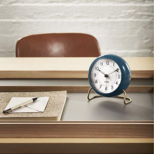 Reloj de mesa funcional Arne Jacobsen azul de 11 cm con alarma de repetición 3