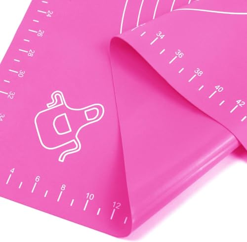 Image of Silicone Baking Mat Roti mat Silicone Chapati Atta Kneading Mat Non Stick Fondant Rolling Mat Stretchable for Kitchen Roti Chapati Cake Baking Mat (Pink 50x40cm)