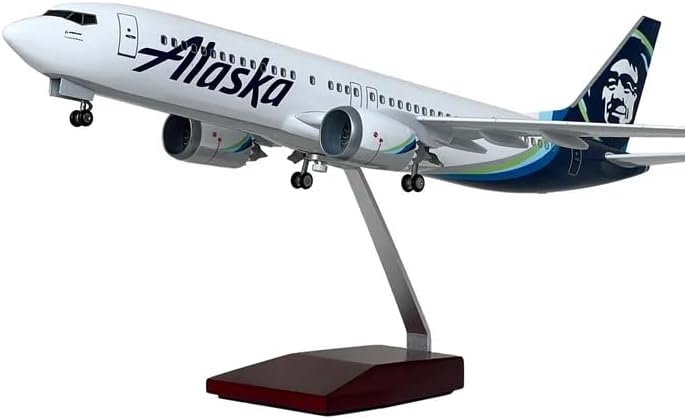 1/150 Scale B737 Model Airplane 18 Inches Long B737 Aircraft with LED Lights and Airport Scene Accessories Ideal Display and Gift
