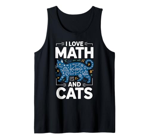 I Love Math And Cats Funny Teacher Student Kitten Nerd Style Canotta