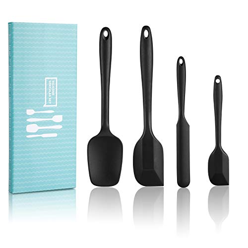 SveBake Lot de 4 Spatule Maryse Patisserie en Silicone, Noir